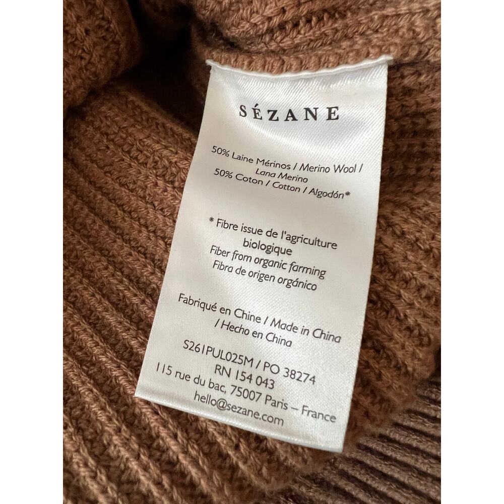 La Maille Sezane Ivane Sweater in Camel with Ecru Details Size S✨ - Picture 10 of 10